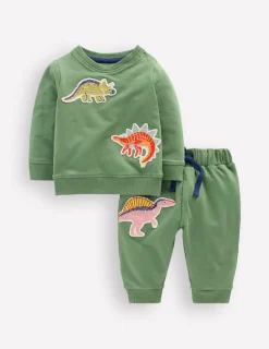 Boden Barboteuses & Ensembles|Ensembles Assortis-Ensemble avec sweat Dinosaures vert sauge