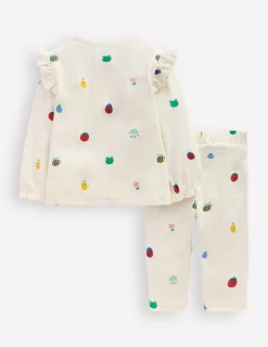 Boden Ensembles Assortis-Ensemble en jersey côtelé Motifs printaniers ivoire doux