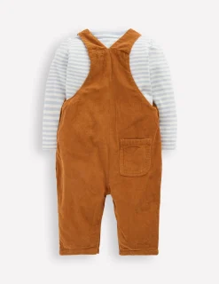 Boden Barboteuses & Ensembles-Ensemble fantaisie avec salopette en velours côtelé Vache des Highlands marron