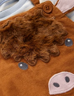 Boden Barboteuses & Ensembles-Ensemble fantaisie avec salopette en velours côtelé Vache des Highlands marron