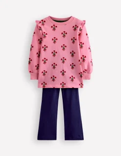Boden Tops & T-Shirts|Robes-Ensemble sweat tunique et bas évasé Motif Posy rose