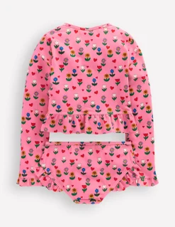 Boden Maillots & Tenues De Plage-Ensemble volanté à manches longues Motif Sunflower Garden rose amande