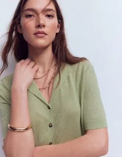 Boden Pulls & Gilets-Gilet à col Agnes en lin VERT