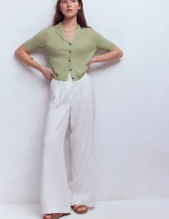 Boden Pulls & Gilets-Gilet à col Agnes en lin VERT