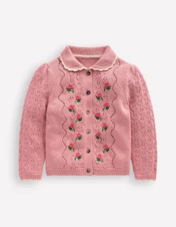 Boden Pulls & Gilets-Gilet à col en pointelle Rose vintage