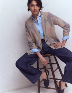 Boden Pulls & Gilets-Gilet boyfriend Quinn Motif argyle neutre