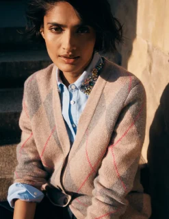 Boden Pulls & Gilets-Gilet boyfriend Quinn Motif argyle neutre