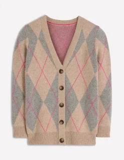 Boden Pulls & Gilets-Gilet boyfriend Quinn Motif argyle neutre