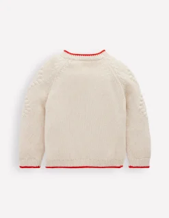 Boden Pulls & Gilets-Gilet brodé en coton Fleurs Écru