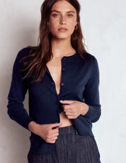 Boden Tenues De Travail|Pulls & Gilets-Gilet col rond Emilia en coton Bleu Marine