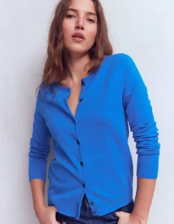 Boden Tenues De Travail|Pulls & Gilets-Gilet col rond Emilia en coton Bleu Martin-pêcheur