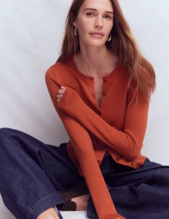 Boden Tenues De Travail|Pulls & Gilets-Gilet col rond Emilia en coton Marron châtaigne grillée