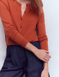 Boden Tenues De Travail|Pulls & Gilets-Gilet col rond Emilia en coton Marron châtaigne grillée