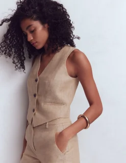 Boden Ensembles Assortis|Manteaux & Vestes-Gilet de costume col V en lin Amphore, chambray