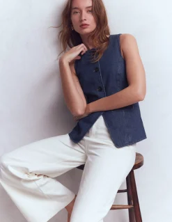 Boden Manteaux & Vestes-Gilet de costume en jean Denim indigo