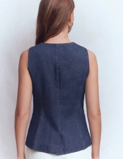 Boden Manteaux & Vestes-Gilet de costume en jean Denim indigo