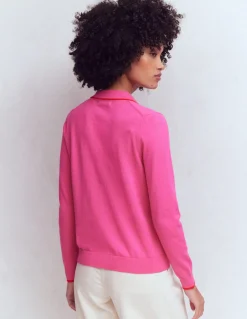 Boden Tenues De Travail|Pulls & Gilets-Gilet Liz en maille à col Punch rose