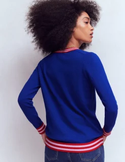 Boden Pulls & Gilets-Gilet long à col V Bleu vif