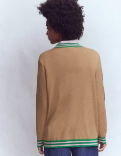 Boden Pulls & Gilets-Gilet long à col V Camel chiné