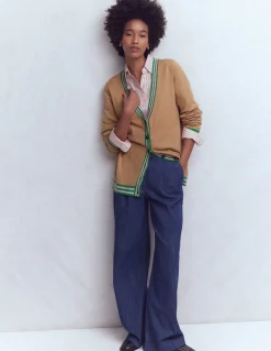 Boden Pulls & Gilets-Gilet long à col V Camel chiné