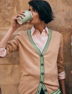 Boden Pulls & Gilets-Gilet long à col V Camel chiné