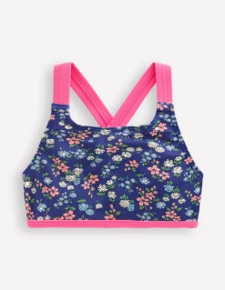 Boden Maillots & Tenues De Plage-Haut de bikini croisé dans le dos Motif Meadow Floral bleu saphir