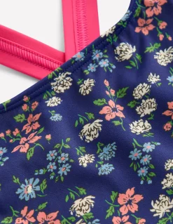 Boden Maillots & Tenues De Plage-Haut de bikini croisé dans le dos Motif Meadow Floral bleu saphir