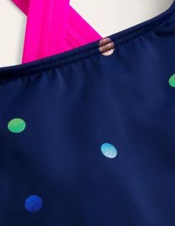 Boden Maillots & Tenues De Plage-Haut de bikini croisé dans le dos Pois confettis arc-en-ciel bleu marine