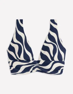 Boden Bikinis|Maillots De Bain-Haut de bikini Mykonos à encolure V échancrée Bleu marine, vague rythmique
