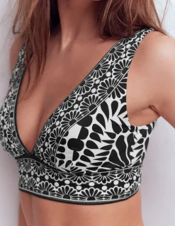 Boden Bikinis|Maillots De Bain-Haut de bikini Porto Noir, motif Geo Stamp