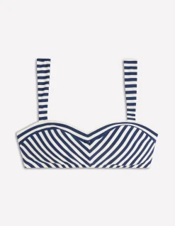 Boden Bikinis|Maillots De Bain-Haut de bikini épuré à encolure en cœur Bleu marine, rayé ivoire