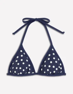 Boden Bikinis|Maillots De Bain-Haut de bikini Symi réversible Bleu marine, rayé et pois