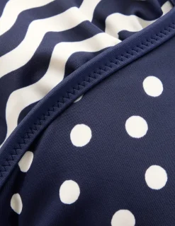 Boden Bikinis|Maillots De Bain-Haut de bikini Symi réversible Bleu marine, rayé et pois