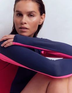 Boden Maillots De Bain-Haut de plage à manches raglan et protection solaire Bleu Marine