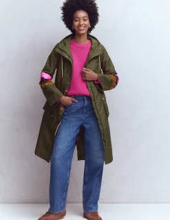 Boden Manteaux & Vestes-Imperméable long rayé Rayé vert des bois