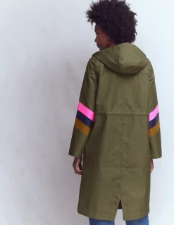 Boden Manteaux & Vestes-Imperméable long rayé Rayé vert des bois