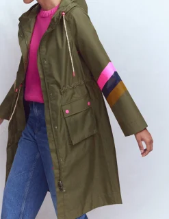 Boden Manteaux & Vestes-Imperméable long rayé Rayé vert des bois