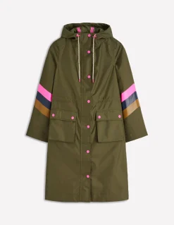 Boden Manteaux & Vestes-Imperméable long rayé Rayé vert des bois