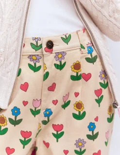 Boden Pantalons|Ensembles Assortis-Jean à plis Motif Sunflower Garden ivoire