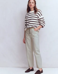 Boden Tenues De Travail|Jeans-Jean droit à boutons apparents Écru