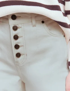 Boden Tenues De Travail|Jeans-Jean droit à boutons apparents Écru