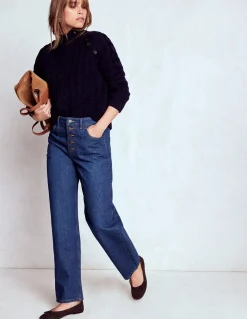 Boden Tenues De Travail|Pantalons-Jean droit à boutons apparents Indigo