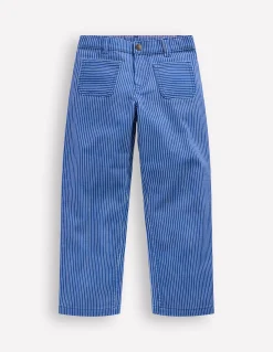 Boden Pantalons-Jean droit à poches plaquées Rayé style coutil bleu et ivoire