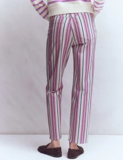 Boden Jeans|Pantalons-Jean droit à taille haute Rayé rose, bleu et ivoire