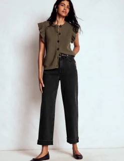 Boden Jeans|Pantalons-Jean droit taille à mi-haute Noir délavé