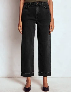 Boden Jeans|Pantalons-Jean droit taille à mi-haute Noir délavé