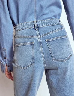 Boden Jeans|Pantalons-Jean droit taille à mi-haute Blanc/Cerf