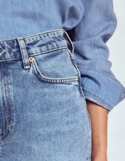 Boden Jeans|Pantalons-Jean droit taille à mi-haute Blanc/Cerf