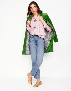 Boden Jeans|Pantalons-Jean droit taille haute Blanc/Cerf