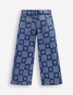 Boden Pantalons-Jean large Motif Heart Checkerboard denim